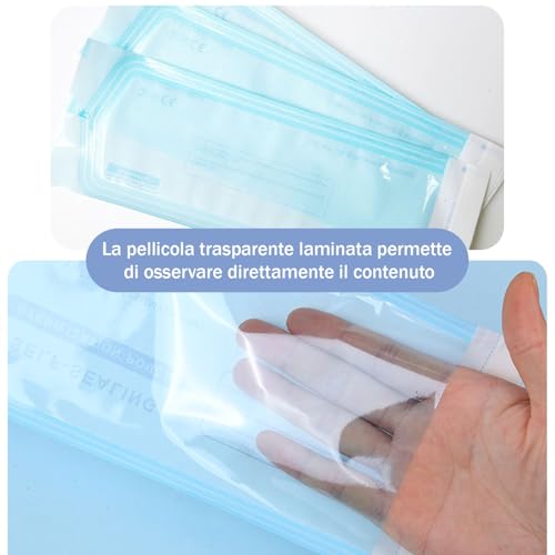 Esshogo 150 Stück Sterilisationsbeutel, sterile PVC-Beutel, Autoklav-Beutel, selbstdichtende Beutel für die Sterilisation, Sterilisations-Beutel