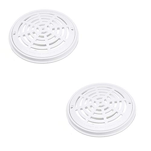 KOOBOOK 2Pcs White Universal Round Swimming Pool Main Drain Cover Replacement Accessories 8inch(About)