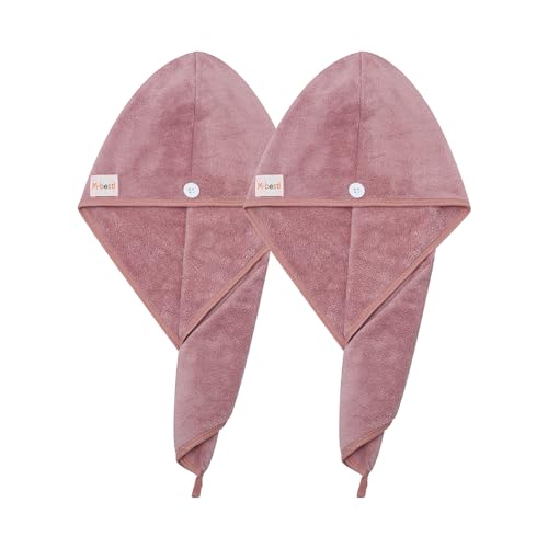 image for M-bestl 2 Pack Microfiber Hair Towel Wrap,Hair Drying Towel with Butto