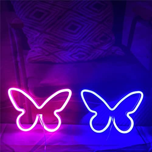 QiaoFei LED Butterfly Neon Sign Lights Hanging Decorative Neon Light USB or Battery Operated for Home Bedroom Bar Restaurant Christmas Birthday Party Gift Art Wall Decoration Light(Pink)