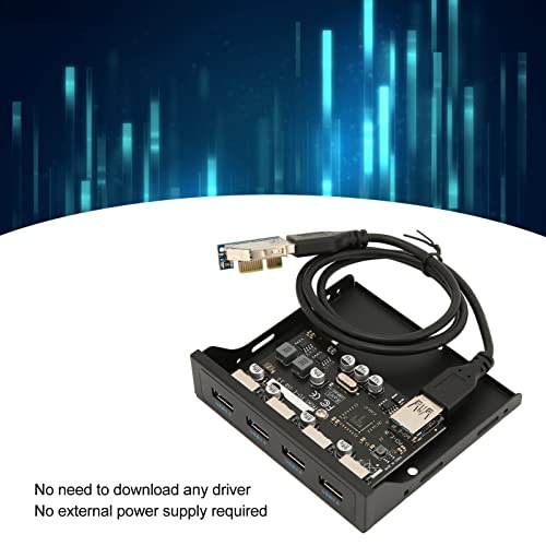Front Panel PCIE to USB 3.0 Hub with 4 Port, 3.5 Inch PC Front Panel Internal Card Reader PCIE USB Adapter with 4 X USB3.0 Output Port for Computer Case Front Bay