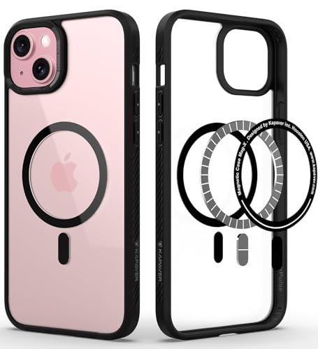 Image of KAPAVER Mag-X Back Cover Case Compatible with iPhone 15 Plus - (TPU+PC) (Black)