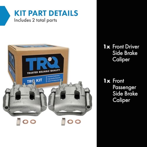 Image of TRQ Front Left and Right Brake Caliper Set Caliper Brackets Compatible with 07-09 Ford Edge All Wheel Drive 10-12 Edge 08 Lincoln MKX All Wheel Drive with 330mm Diameter Front Rotors 09-13 MKX