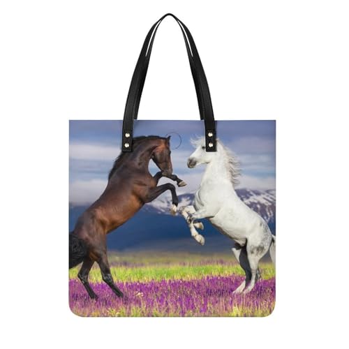Sac à bandoulière femmes pour voyage grand format cheval brun blanc