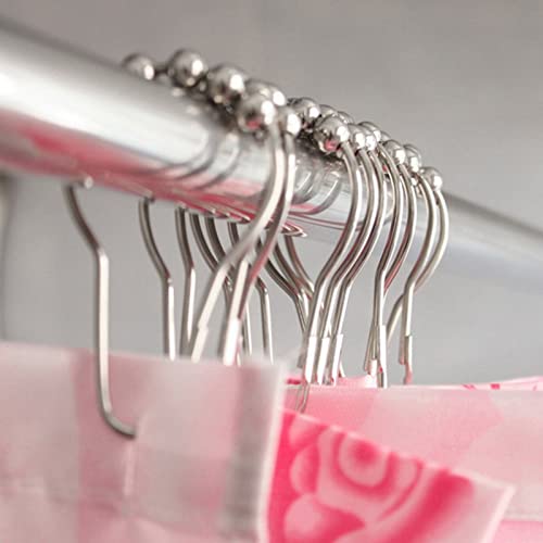 Comebuywide 12 Pcs/Pack Bath Curtain Rollerball Shower Curtain Rings Hooks 5 Roller Polished Satin Nickel Ball Curtain Accessories #TOP2