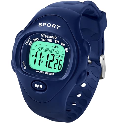 Image of Kids Digital Watch for Boys Girls,2 Interchangeable Silicone Straps, 50M Waterproof & Shockproof Sports Watch with 7-Color LED Backlight, Alarm, Stopwatch, Calendar (Ages 5-18) (Pink & Blue)