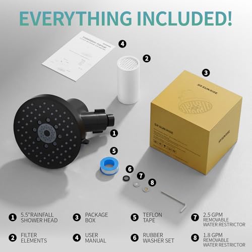 SR SUN RISE Filtered Shower Head with Filters,High Pressure Rain Shower Head - image 9