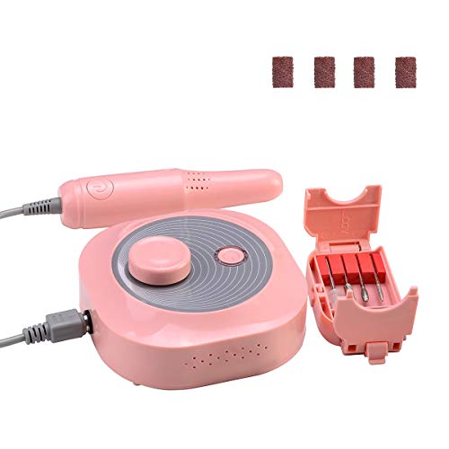 HandSonic-Electric Nail Drill Machine, 0-25000 rpm 2019 New Design Plug-in Professional Infinitely Variable Speed Knob Nail Drill Cadrim, Set Kit for Acrylic Nails Gel (pink)