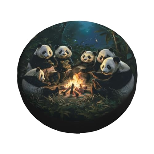 Image of Panda Around Campfire Spare Tire Cover Weatherproof Universal Wheel Protectors Wheel Covers for Rv Camper Travel Trailer SUV Truck 14 Inch
