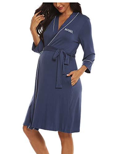 Image of Molliya Maternity Nursing Robe Women Printed Pregnancy Hospital Delivery Pockets Bathrobe