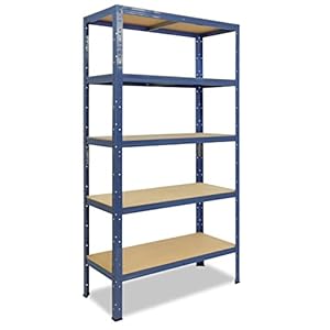 shelfplaza® 180x100x50cm HOME Schwerlastregal blau/Metallregal mit 5 Böden/Kellerregal Metall, Garagenregal, Werkstattregal oder Regal Lagerregal/Steckregal Metall mit 175kg Tragkraft