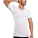 Camiseta Interior de Hombre a Prueba de Sudor Eji, Cuello de Pico, Plata antiolor, Micromodal, Almohadillas para el Sudor (M, White)
