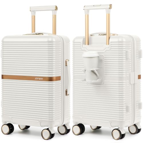 Joyway Bagagem de mão leve de 50 cm com rodas giratórias, trava TSA, mala rígida de ABS durável para negócios e viagens, Branco, 20 Inch, negócios, luxo, moderno, viagem em família, luxo, moda