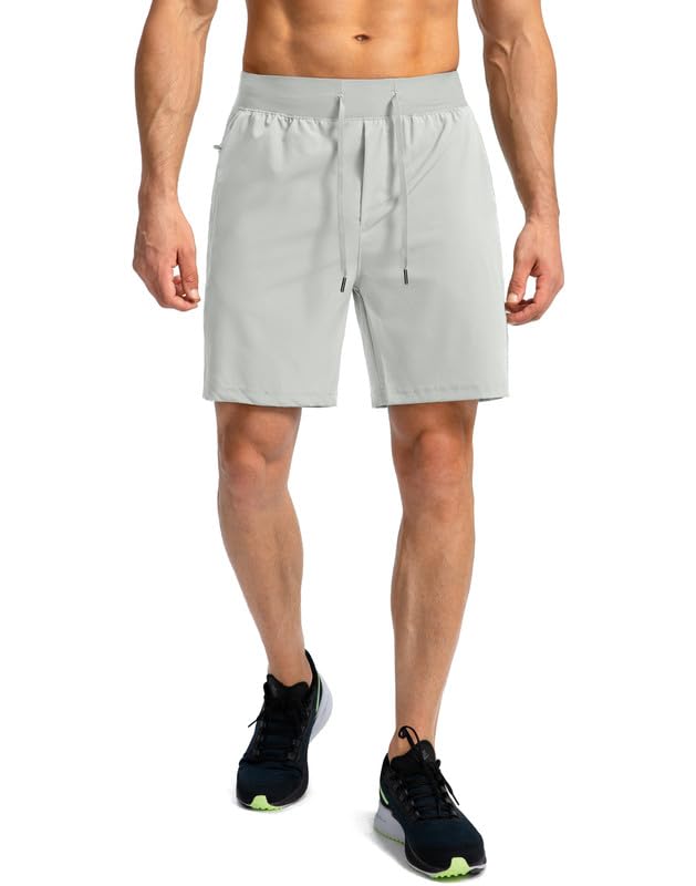 Image of Men's Running Shorts with Zipper Pockets 7 Inch Lightweight Quick Dry Gym Workout Athletic Shorts for Men