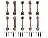Midwest Craft House Cast Iron Handles, Drawer Pulls, Rustic Brown Color 5 1/2' Long for Kitchen Cabinets, Furniture, Cupboards, Dresser, Hole Spacing 4 1/4', Set of 10