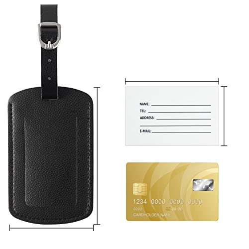 Vividwise Luggage Tags With Name Id Card, Leather Luggage Suitcases Tag For Bag Baggage Travel Accessories 3 Pack (Black) #TOP1
