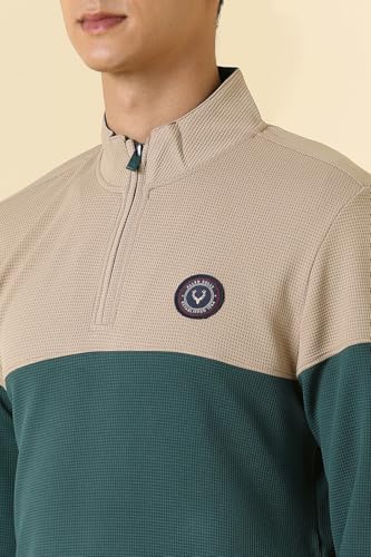 Image of Allen Solly Men's Cotton Blend Casual Sweatshirt with Half Zip and Straight Pocket