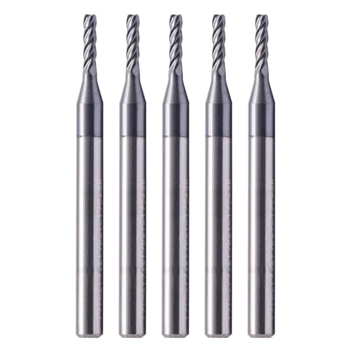 Image of 4 Flute Solid Carbide Square End Mill Set(5Pcs, 1 /16 inch), AlTiN Coated | 35 Helix, 1 /16 inch Cutting Dia, 1 /8 inch Shank Dia, 1 /4 inch LOC, 1-1 /2 inch OAL For Milling Alloy Steel, Hardened Steel, Iron, Copper