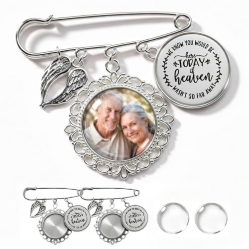 2PCS Custom Graduation Pins with Photo Memorial Pin for Graduation Memory Picture Pin Bouquet Charms for Wedding Memory Memorial Bouquet Photo Charm Bridal Bouquet Photo Charm Keepsake 2026