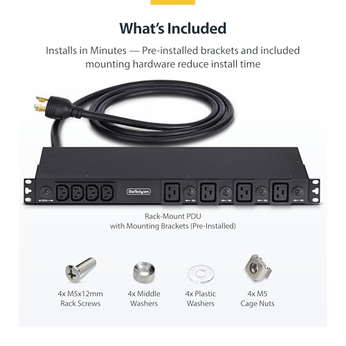 StarTech.com 2030B8H-RACK-PDU-IC PDU de montaje en rack 1U con 20 tomas, C13 y C19, 30A 240V, TAA miniatura 6