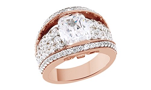AFFY White Cubic Zirconia Engagement & Wedding Bridal Ring Set in 14K Rose Gold Over Sterling Silver (5.71 Cttw)