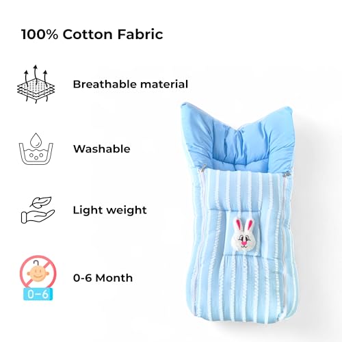 Image of VoiDrop Cotton Baby Sleeping Bag for Newborns Soft & Cozy Infant Carry Nest | Baby Portable Travelling Bed for Baby Carrying & co Sleeping, Unisex Baby Sleeping Bed