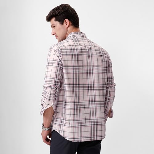 Image of BASICS 100% Cotton Checked Shirt for Men | Slim Fit | Everyday Smart Casual Wear | Full Sleeve