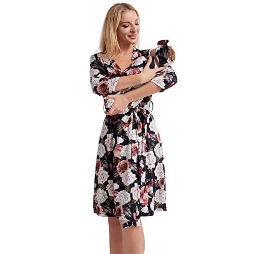 Image of Galabloomer Maternity Robe and Receiving Blanket,Matching Mommy Labor Delivery Robe and Swaddle Set