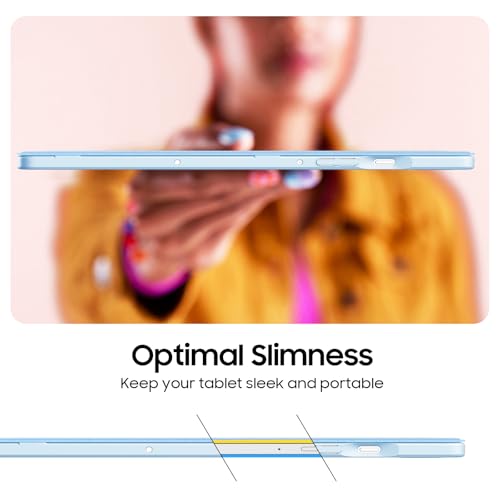 Image of Fintie Hybrid Slim Case for Samsung Galaxy Tab S9 FE 5G 10.9 Inch /Galaxy Tab S9 11 Inch 2023 with S Pen Holder, Shockproof Cover with Clear Transparent Back Shell, Auto Wake /Sleep, Blue