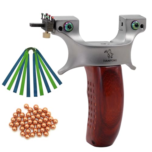 Obert Outdoor Slingshots for Hunting Stainless Steel Slingshot Wooden Handle with Removable Sights and 5 Rubber Bands High Velocity Powerful Catapult