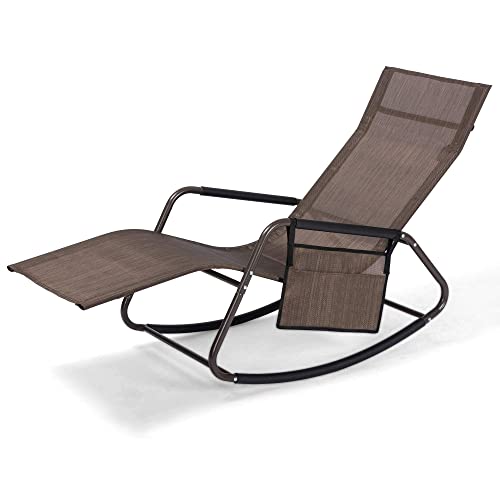 Mansion Home Outdoor Lounge Chair, Chaise Lounge For Patio & Lawn, Pool Lounge Chairs With Side Pocket, Brown #TOP14