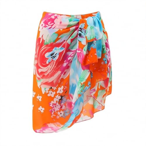 Genérico Cubrebaño Floral para Traje de baño, túnica de Playa Ligera para Ropa de Playa Informal, kaftán Estampado con Cuello en V, Conjunto de Verano, cómodo