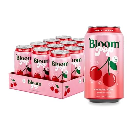 Bloom Pop Prebiotic Soda 12 Pack, Shirley Temple Flavor, 12oz Cans | Prebiotic Soda for Gut Health, Low Calorie Soda, No Caffeine, Healthy Soft Drink Alternative