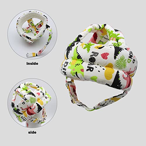 Image of Baby Head Protector Baby Helmet for Crawling Walking, No Bumps Safety Head Adjustable Protective Cap for Walking, Playing (Dinosaur C)