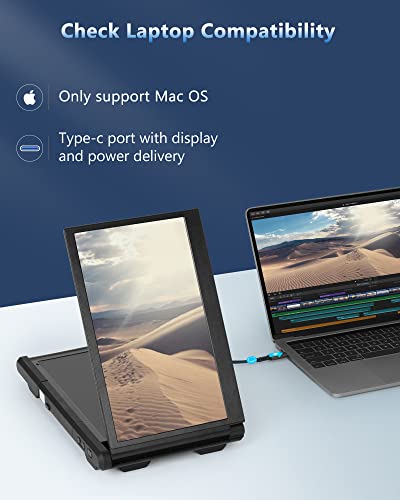 Image of Alecewey Triple Portable Monitor for Laptop Screen Extender Dual Monitor Extender 12 Inch FHD 1080P IPS Display Extender 2 Type-C P2S for 13-16.5 Inch Computer【Only Mac OS】