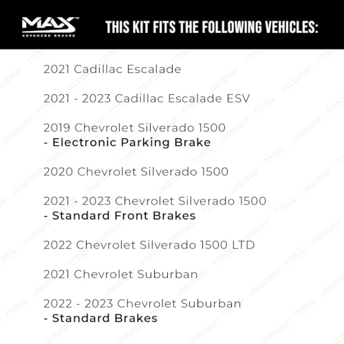 Image of MAX Advanced Brakes - Rear Brake Kit For 2019-2023 Chevrolet Silverado 1500, GMC Sierra 1500, Chevrolet Tahoe| Carbon Ceramic Brake and Rotor Kit| Geomet Coated Cross-Drilled Brake Rotors