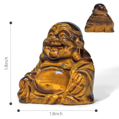 Estatua Buda Risueño de Ojo de Tigre Amarillo 2" miniatura 2