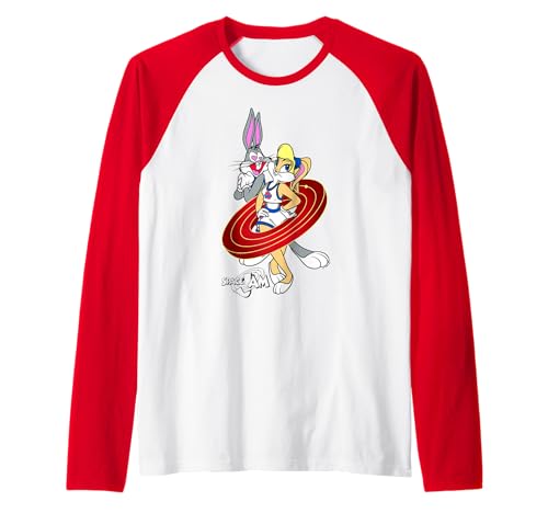 Space Jam Classic Bugs And Lola Bunny Heart Eyes Logo Raglan Baseball Tee