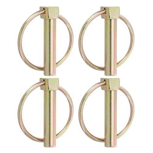 PATIKIL 2/5 x 1.97 Linch Pin, 4 Pcs Lynch Pin Assortment Kit Shaft Lock Pin Clips Hardware Pins with Ring for Farm Tractor Trailer Carriages (10x50mm)