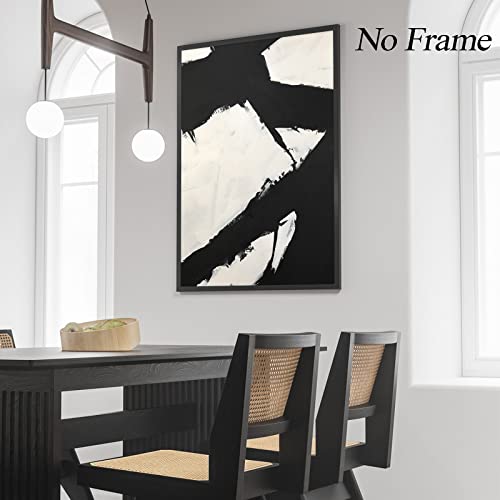 Black And White Abstract Canvas Wall Art Abstract Shapes Black Neutral Artwork Black And White Brush Stroke Wall Art Modern Minimalist Art Wall Decor Black And White For Living Room 16X24Inch No Frame #TOP2