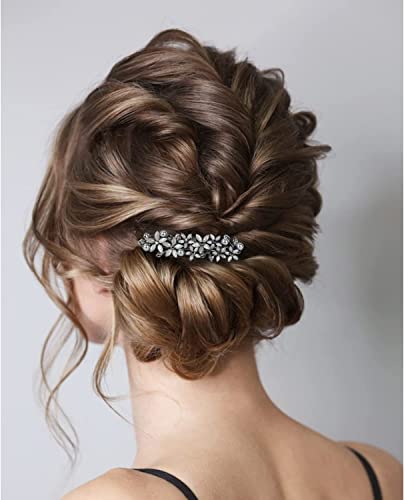 Elegant Light Grey Flower Hair Barrettes for Women