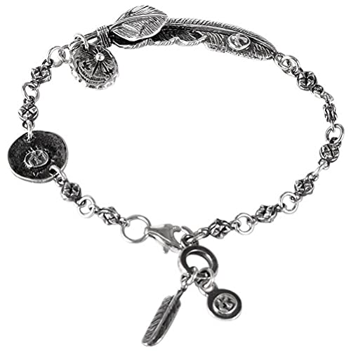 WOZUIMEI Bracelet en Argent de Style Chinois Bracelet en Argent Sterling avec Plume D'Aigle Vintage en Argent Thaïlandais S925Bracelet plume en argent thaïlandais