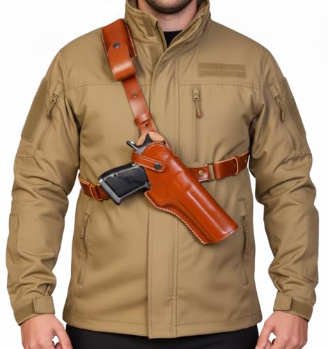 Leather Chest Holster for Desert Eagle Brown or Black Genuine Leather Right or Left Handed Handmade ShnLeather (Right Hand Black)