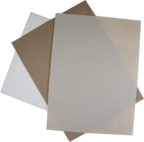 Image of KCS 3 pc of 12 inch x 18 inch(30cmx45cm) 16CT Counted Cotton Aida Cloth Cross Stitch Fabric (White+Oatmeal+Khaki)