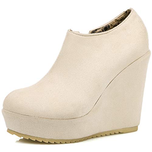 MAVMAX Women's Wedge High Heel Platform Ankle Booties Casual Boots2