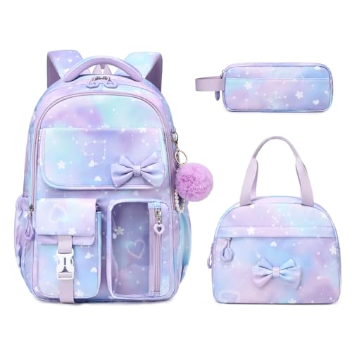 ASKSKY Mochila, Sakura Roxa, 3 peças
