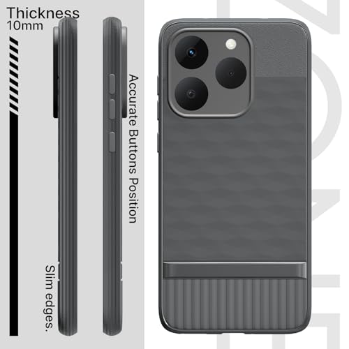 Image of Pikkme Back Cover for Realme 15T 5G / Realme Narzo 90 5G Camera Protection 3D Hexa Cube Design Silicone Protective Bumper Case (Grey)