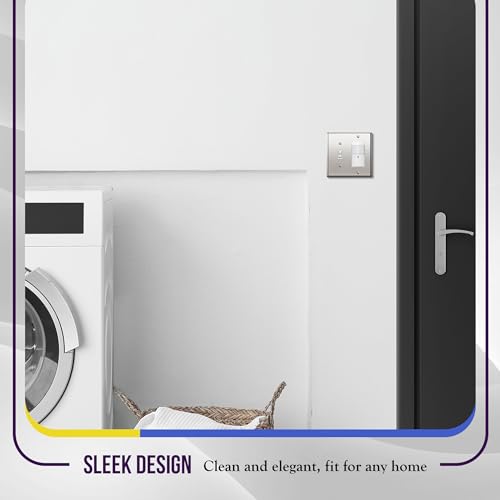 Image of ENERLITES Combination Toggle and Decorator Switch Metal Wall Plate, Stainless Steel 201, Corrosion Resistant, Size 2-Gang 4.50 inch x 4.57 inch, 771131-PC, Polished Chrome, Silver