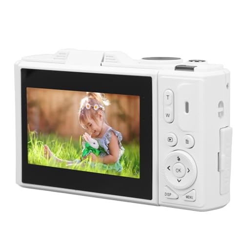 Fotocamera Digitale, Funzione di Pausa Video con Messa a Fuoco Automatica della Fotocamera Digitale Portatile UHD 4K per Principianti per la Fotografia (WHITE)