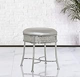 Hillsdale Furniture Glam Backless Diamond Band Vanity Stool, Chrome